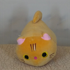 Orange Light Brown Kawaii Cat Plush Squishy Stuffed Toy  size 8" NWOT